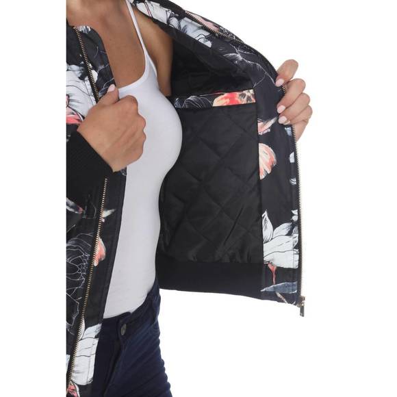 NEW WHITE MARK floral bomber jacket in black - Picture 4 of 4